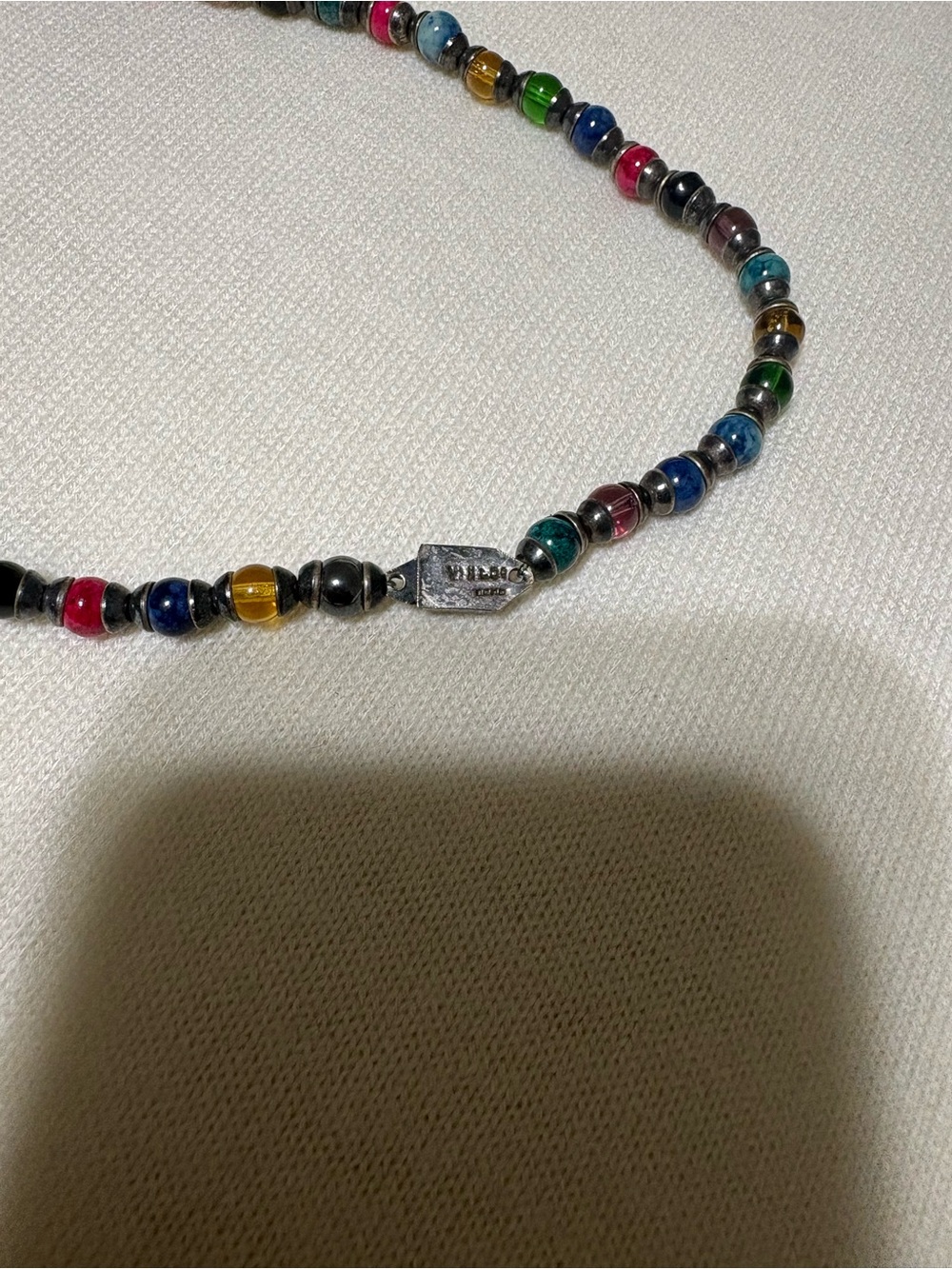 Mexico 925 Beaded Multi-Color Necklace with Silver Accents Necklace